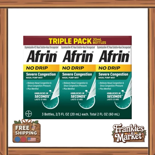 Afrin No Drip Severe Congestion 12 Hour Nasal Pump Mist,