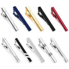 Pisa Corbata para Hombre de 10 Piezas,Pisacorbatas Hombre,Clips para Corbatas de Acero Inoxidable de Alta Calidad,Pasadores de Corbata Plateado, Negro, Rojo, Oro y Azu,Elegancia y Estilo,Hombre Regalo