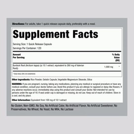 Piping Rock Burdock Root Capsules 1000mg | 120 Count | Herbal Supplement | Concentrated Extract | Gluten Free, Non-GMO
