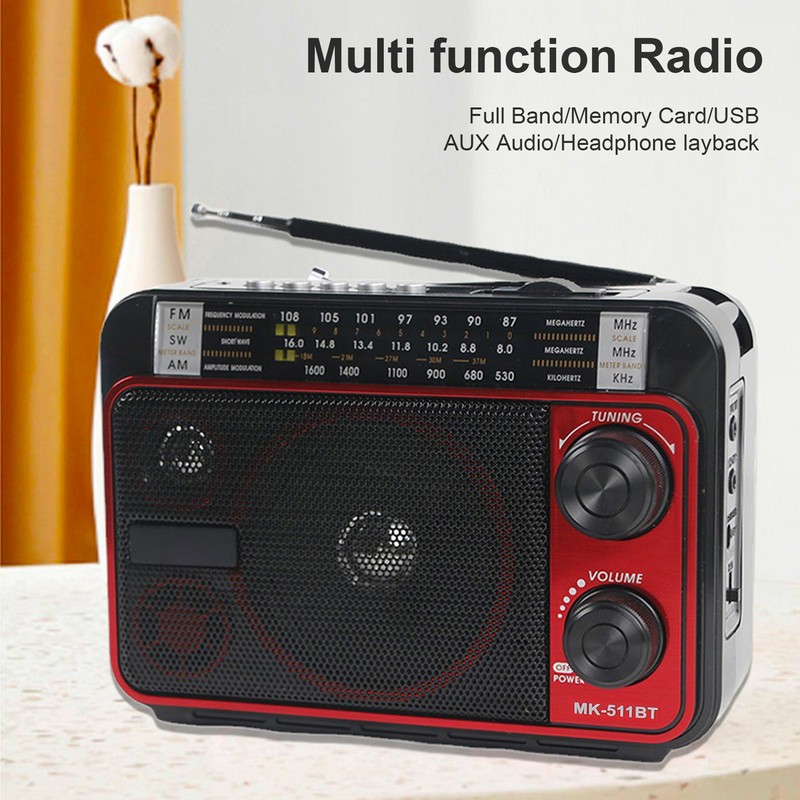 Portable Shortwave Radio FM AM SW Bluetooth 5.0 Multifunction Multi
