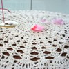 USTIDE Handmade Crochet Cotton Tablecloth Round Beige Crochet Tablecloths for