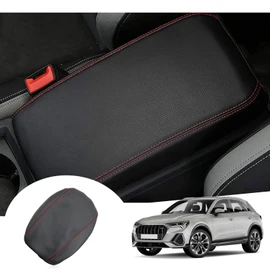 GAFAT Compatible with Q3 F3 2019-2024 Armrest Covers, Q3 Sportback S-Line RS Q3 Centre Armrest Cover Cushion, Centre Console Armrest Protection, PU Microfibre Leather, Q3 F3 Accessories