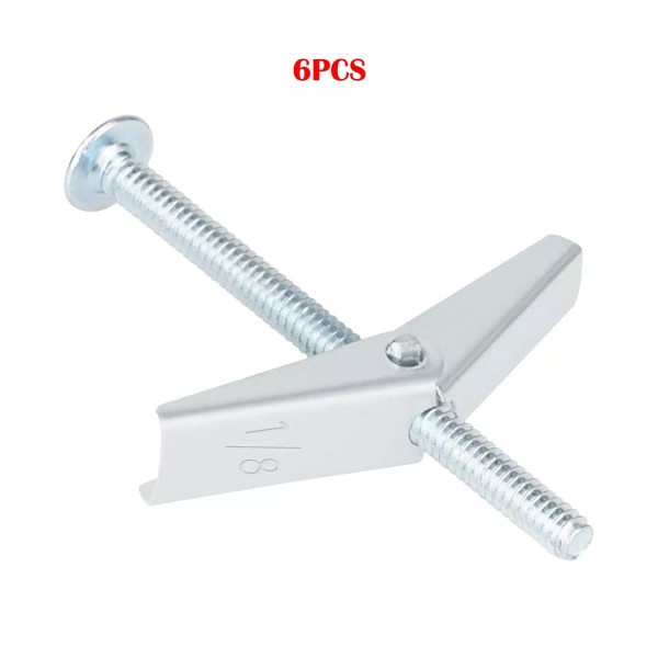 TECHZONE 6 Pack 1/8" Toggle Bolts for Drywall Heavy Duty