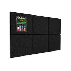 Hsurbtra Cork Board for Wall 24 x 18 Inch, 6 Pack Felt Bulletin Notice Board with Pushpins for Office Home School Farmhouse Wall Decor, Black
