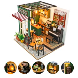 DIY Miniature Dollhouse Kit , DIY Handmade Crafts for Adults, Wooden Mini Craft Coffee Shop, Mini House Building Kit, Book Nook Kit，Diy Booknook Kit, Tiny House Christmas Décor, Christmas Decoration Dollhouse