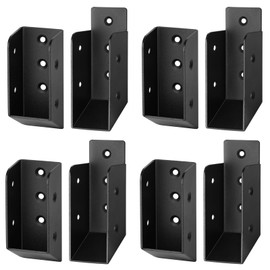 MOUNTAIN_ARK 4 Pair 2x4 Black Deck Fence Railing Bracket for Wood Post, 30 Degree Stair Handrail Connectors, Joist Hanger, 13 Gauge