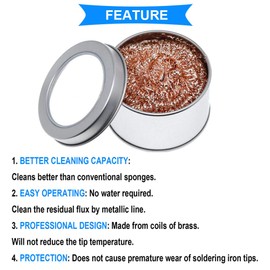 Youmile Soldering Tip Cleaner Kit Soldering Iron Tip Cleaner for Solder Tip Cleaning with Brass Ball Wire, Desoldering Wick, Spare Nozzle, Heat Resistance Hose, 2PCS Sponge