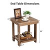WINWY Solid Wood End Table for Living Room Set of