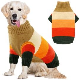 AOFITEE XL Dog Sweater, Extra Large Dog Sweater Girl Boy, Stretchy Turtleneck Dog Sweaters for Large Dogs, Warm Dog Holiday Sweater for Labrador, Golden Retriever, Rottweiler (Brown XL)