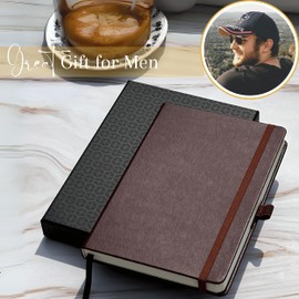 SETTINI® Lined Journal Notebook - A5 192 Lined PagesHardcover Leather Journals for Women, Men, Writing and Notebooks for Work - 120 GSM Thick Paper, Gifts Box Included- Mocha Brown