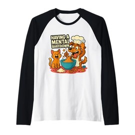 Having a Mental Bake Down Funny Dog Baking Pun Cat Gift Raglan Baseball Tee