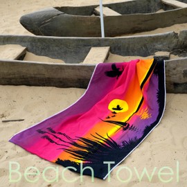 GEEZY Microfibre Beach Towel, Birds Sunrise Design - Quick Drying, Lightweight, Sand-Free, Large & Durable, Summer Design - Beach Essentials for Travel, Holiday, Swimming, Sauna, Adults, 70x140cm