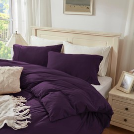 Household 100% Jersey Cotton Queen Size Pillowcase 20”x30”-Light Weight, Comfortable, Super Soft Pillow Case with Envelope Closure Set of 2 (Dark Purple, Queen Size Pillowcase)