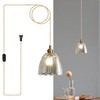 dareyu 6" Plug in Pendant Light, Vintage Mini Glass Hanging