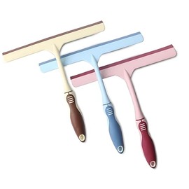 NIDEZON Pack de 3 Jaladores para Vidrios, Raspador Limpiacristales y Escobilla de Silicona, Herramienta de Limpieza Multiusos para Ventanas, Baño, Ducha, Azulejos y Espejos (Beige, Rosa, Azul)
