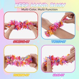 3-Pack Skin Picking Fidget Bracelet - Stretchy Anxiety Relief Toys for Women Men Anti Trichotillomania ADHD - Adults Hair Pulling Nail Biting Prevention - Stress Calming Focus Tool for Work Travel