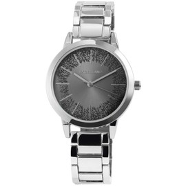 Excellanc Damen-Uhr Metallarmband Glitzer Elegant Analog Quarz 1800139 (silberfarbig/anthrazit)