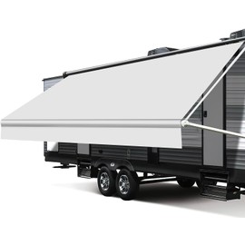 Xenjum RV Awning Fabric Replacement, (14'(Fabric 13'2"), White)