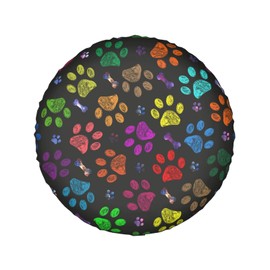 Dog Paw Print Spare Tire Cover Universal Fit for Jeep Trailer Rv SUV Truck Camper Weatherproof Dust-Proof Tire Cover Protector 15" Auto Accessories
