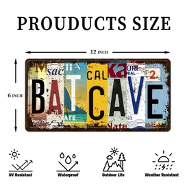 Bat Cave Metal Street Sign Retro Wall Decor Vintage Tin Signs 12 x 6 Inches