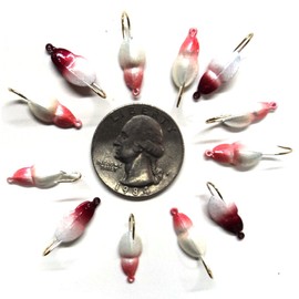 Catchmore Jon's Ice Jigs - Ice Tick Style - 12 Pack - Size 8 Hook - Red/Pearl Color - #JIJ45