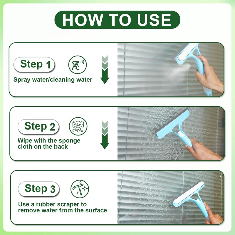 FZHZVVZPY 3 in 1 Window Cleaning Scraper, Window Squeegee with