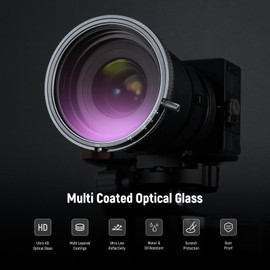 NEEWER 37mm True Colors Variable ND Filter ND2-ND32 & CPL, 2 in 1 Adjustable Neutral Density and Circular Polarizing Filter, Multi Coated HD Optical Glass/Aluminum Frame