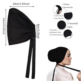 4 PCS Women Hijab Undercap, Bandanna Bonnet, Lslamic Muslim Headscarf Bonnet,Adjustable Size Headscarf Bonnet (4 colors)