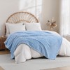 Linecooo Light Blue Fleece Throw Blanket 50"×60" for Couch Sofa