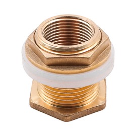 Tiardey Brass Water Butt Fitting 3/4 Inch Internal Thread 1 Inch Male Thread + Hose Nozzle 25 mm Tank Feedthrough Barrel Fitting with 1 Hose Clamp for Tap Cisterns
