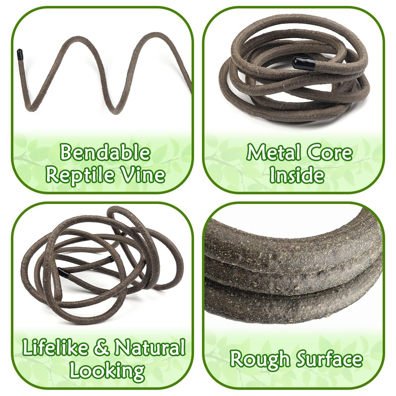 QUOZUO Reptile Tank Accessories Plants Vines and Flexible Reptile Artificial