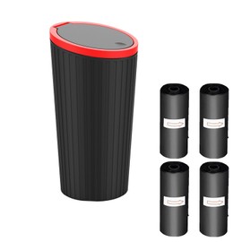 Car Trash Can Bin with Lid, Mini Trash Leak Proof for Car with 60 Trash Bags, Fits Car Organizers and Storage for Home Office (Red)