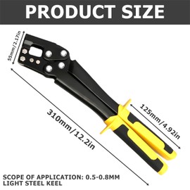 Handle Bolt Crimper Drywall Pliers: Nizirioo Lightweight Steel Keel Fixed Punch Pliers Professional Grip Bolt Crimper Stand Composite Pliers Lightweight Steel Keel Fixed Hole Pliers for Decoration