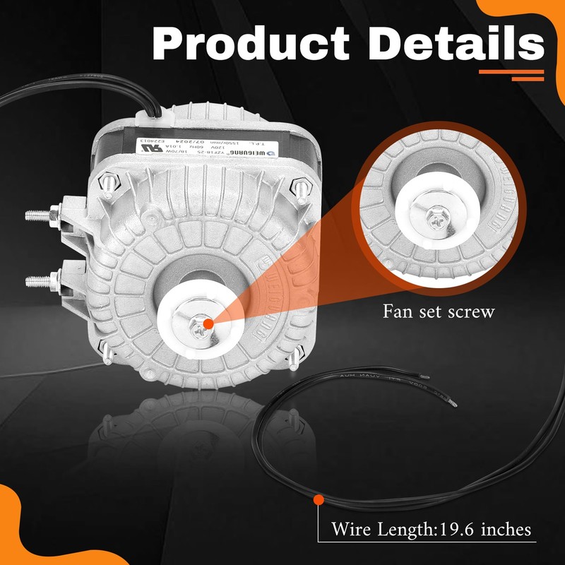 YZF18-25 Fan AC Motor 120V 60HZ 18W 1.01A 1550 r/min,