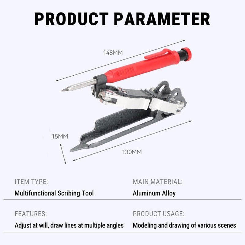 Multifunctional Scribing Tool Woodworking Compass Edge Ruler Countour Line Measuring
