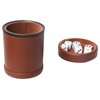 PU Leather Dice Cup Set with Lid Dark Brown Felt