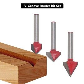 Saipor 3pcs V-Groove Router Bit Set, Carbide Tipped V Grooving Bits 3D CNC Engraving Cutter 6mm Shank Woodworking Carving Cutting Tool (60/90 Degree)