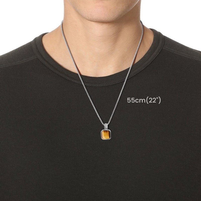 COAI Gift Ideas Men's Box Chain with Square Chain Pendant