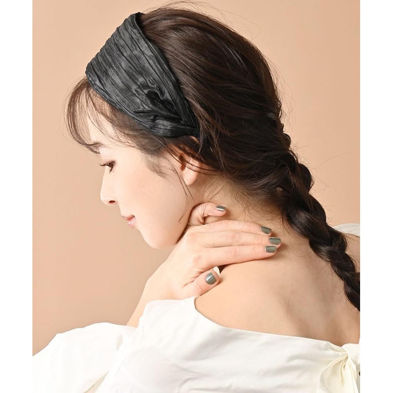 Vingtaine HK-353 Pleated Headband, Wide, Hair Accessory, Stylish, Adult Casual,