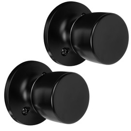 HOSOM Dummy Door Knob，2 Pack Matte Black Door Knobs Interior/Exterior Door Knobs Closet Door Knobs, Individual Non-Turning Dummy Door Handles for Round Door Knobs