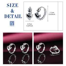 Yumilok Vintage Anchor Earrings Rope Hoop Earrings Huggie Earrings Piercing for Men Women Cartilage Ear Piercing Unisex Punk Earrings, Stainless Steel