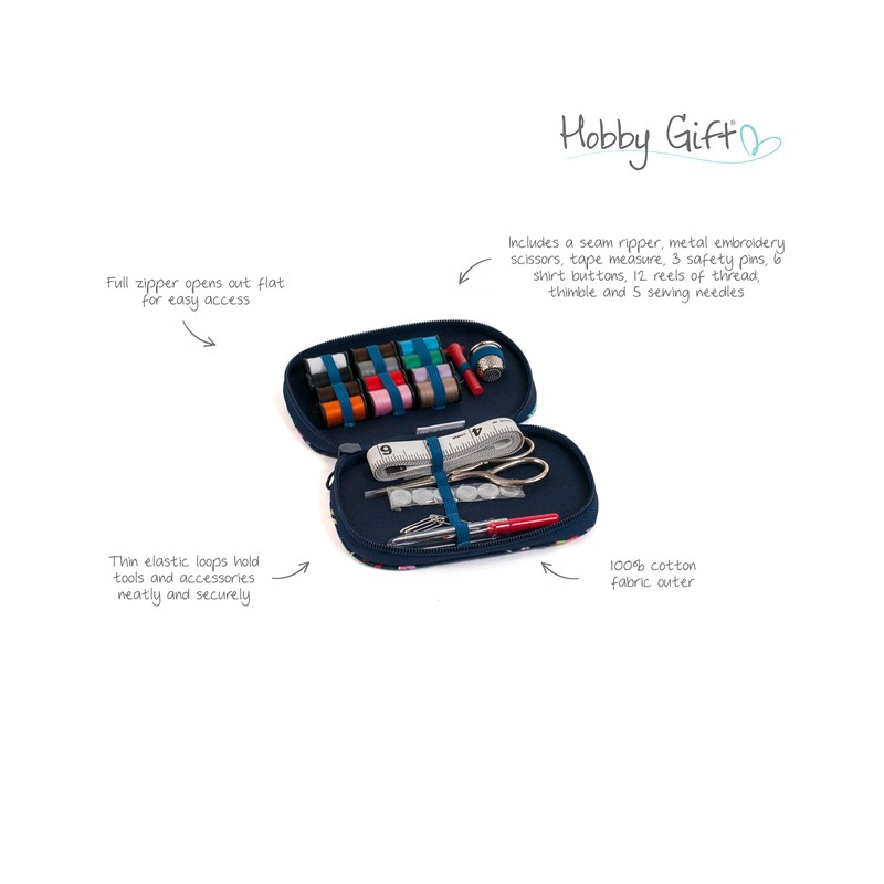 Hobby Gift Filled Sewing Kit, Zip Case, Mini Sewing Machine