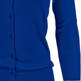 YEMAK Cárdigan de punto para mujer, manga 3/4, cuello redondo, básico, clásico, casual, con botones, suave, ligero, punto CO079-RBL-2X, azul real