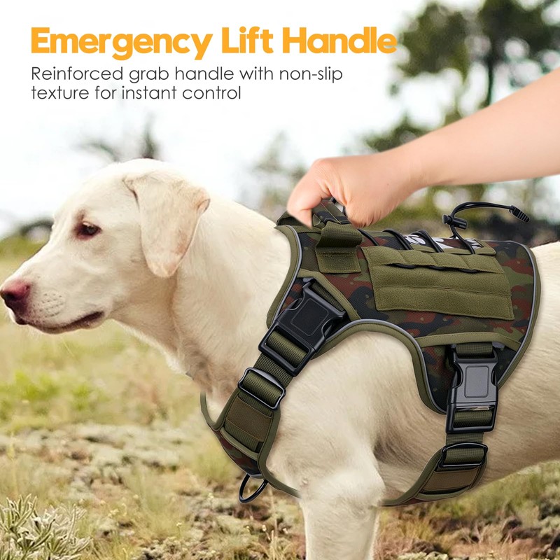 Heavy-Duty Tactical Dog Harness for Large Dogs, No Pull Adjustable
