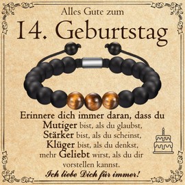 PDTU Birthday gift for boys, bracelet with tiger eye gift for boys for birthday, gifts for 13-18 birthday boy, Stone, Onyx