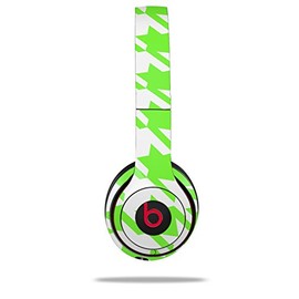 WraptorSkinz Skin Compatible with Beats Solo 4, Solo 3 and Solo 2 Wireless Headphones - Houndstooth Neon Lime Green - Decal Vinyl Wrap (Headphones NOT Included)