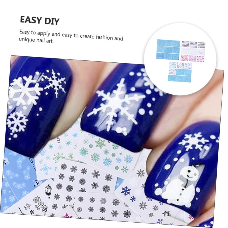 FOMIYES Fashionable Christmas Nail Stickers 60 Sheets Snowflake Bell Nail