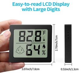 Room Thermometer Indoor Hygrometer, Hygrometer Indoor Humidity Thermometer with Maximum and Minimum Records, Humidity Gauge for Home, Humidity Meter for Room, Basement, Reptile Terrarium（Black）