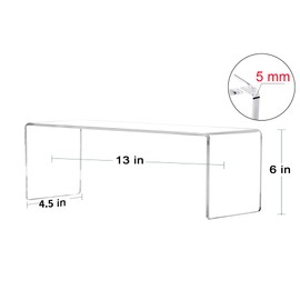 Jusalpha 4 Pcs Large 13'' Clear Acrylic Risers, Display Risers Shelf Showcase Fixtures for Retail, Display Stand for Amiibo Funko POP Figures, Cupcakes, Food Display, Cabinet Organizer(13''x 4.5''x 6'')