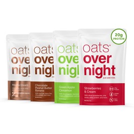 Oats Overnight -Classic Variety Pack High Protein, High Fiber Breakfast Shake - Gluten Free, Non GMO Oatmeal Strawberries & Cream, Green Apple Cinnamon & More (24 Pack)